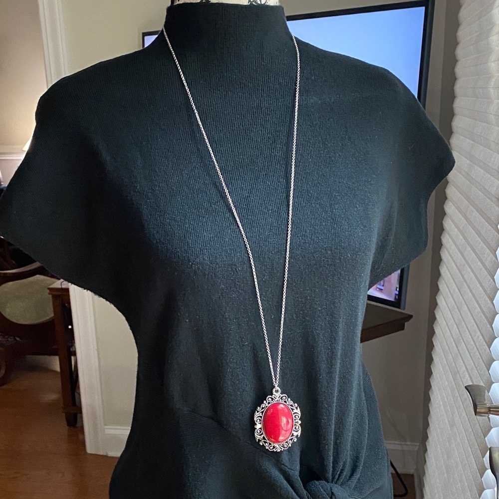 Paparazzi Red and Silver Pendant Necklace Make a 5-pc bundle for best price!